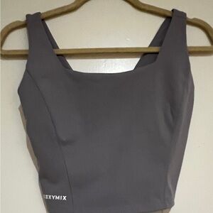 Gray Crop Fitted Tank Top